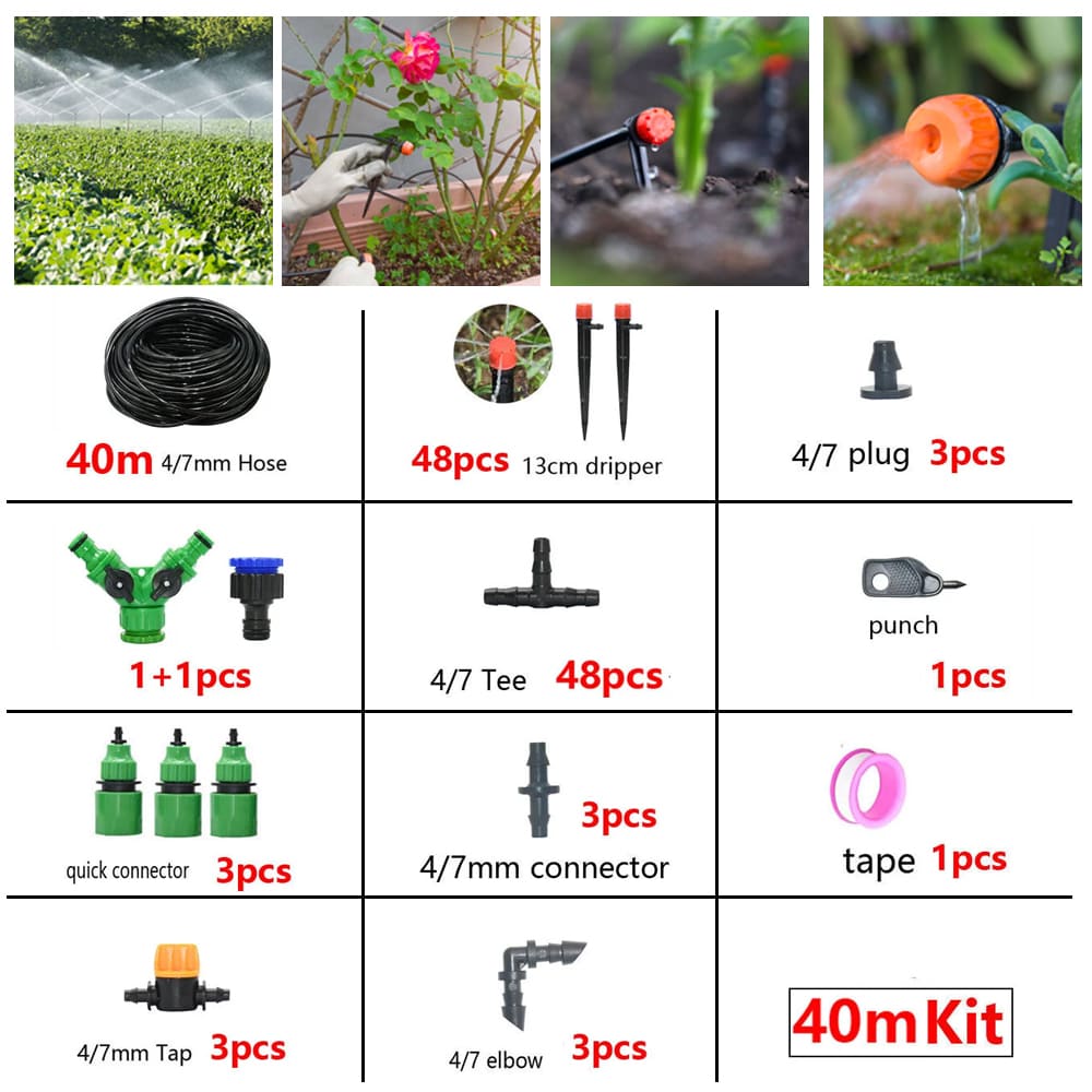 DIY Drip Irrigation System Watering Kit for Raised Garden Bed, Yard, Lawn, Greenhouse