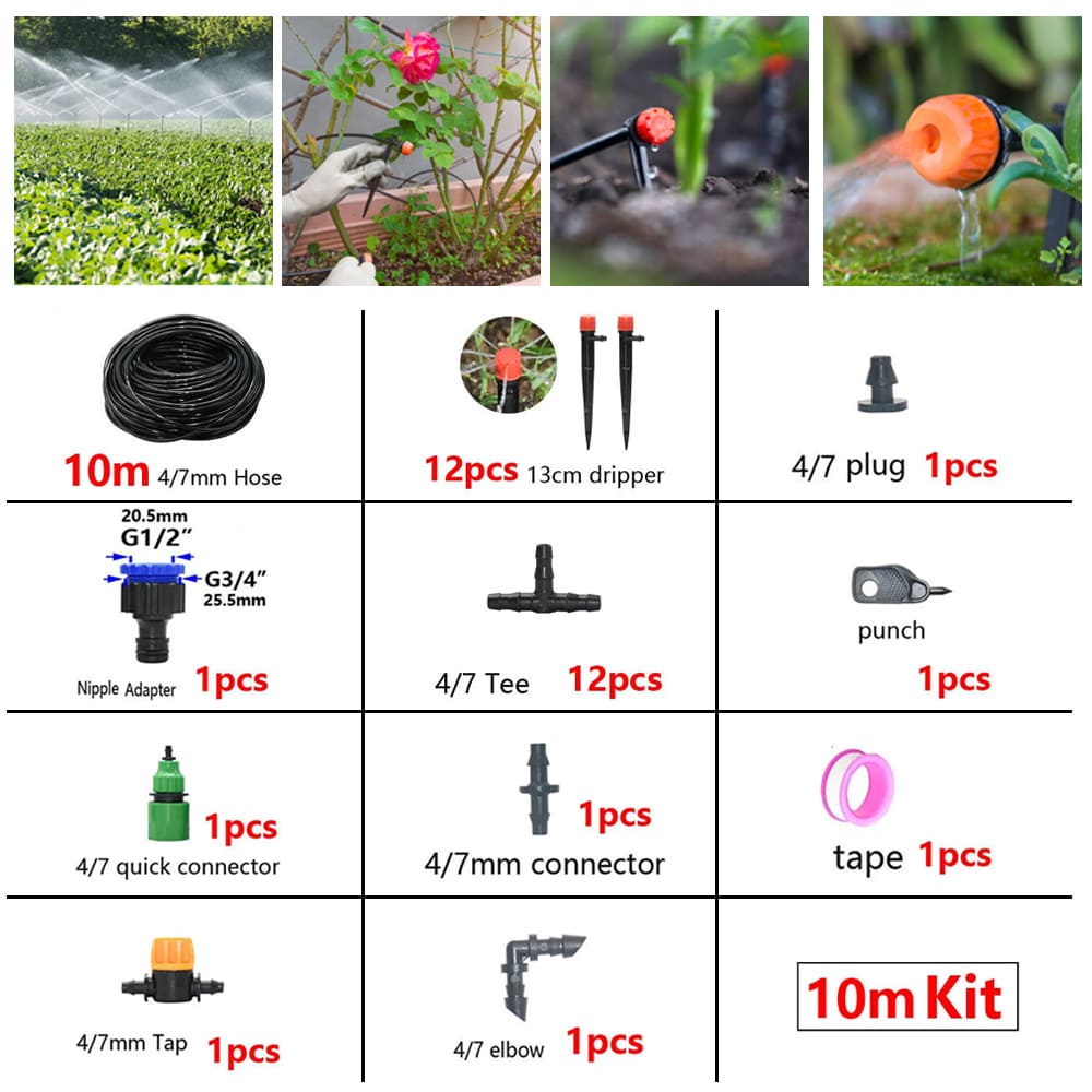 DIY Drip Irrigation System Watering Kit for Raised Garden Bed, Yard, Lawn, Greenhouse