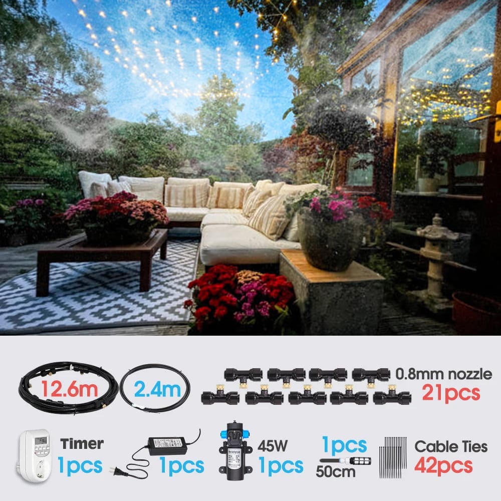 Patio Misting System With Pump 45W 0.8MM