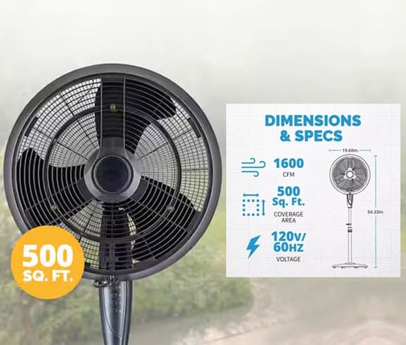 18 in. 3-Speed Outdoor Misting Fan