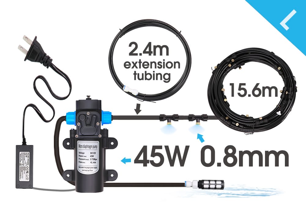 Patio Misting System With Pump 45W 0.8MM