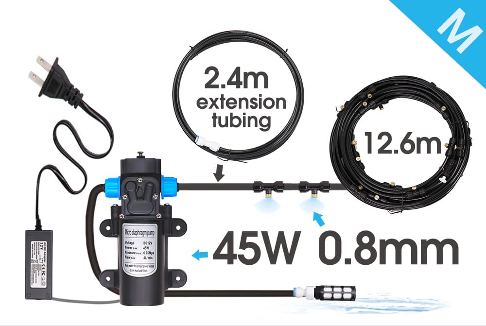 Patio Misting System With Pump 45W 0.8MM