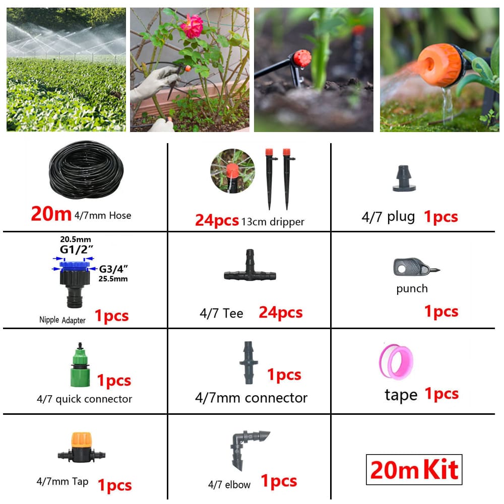 DIY Drip Irrigation System Watering Kit for Raised Garden Bed, Yard, Lawn, Greenhouse
