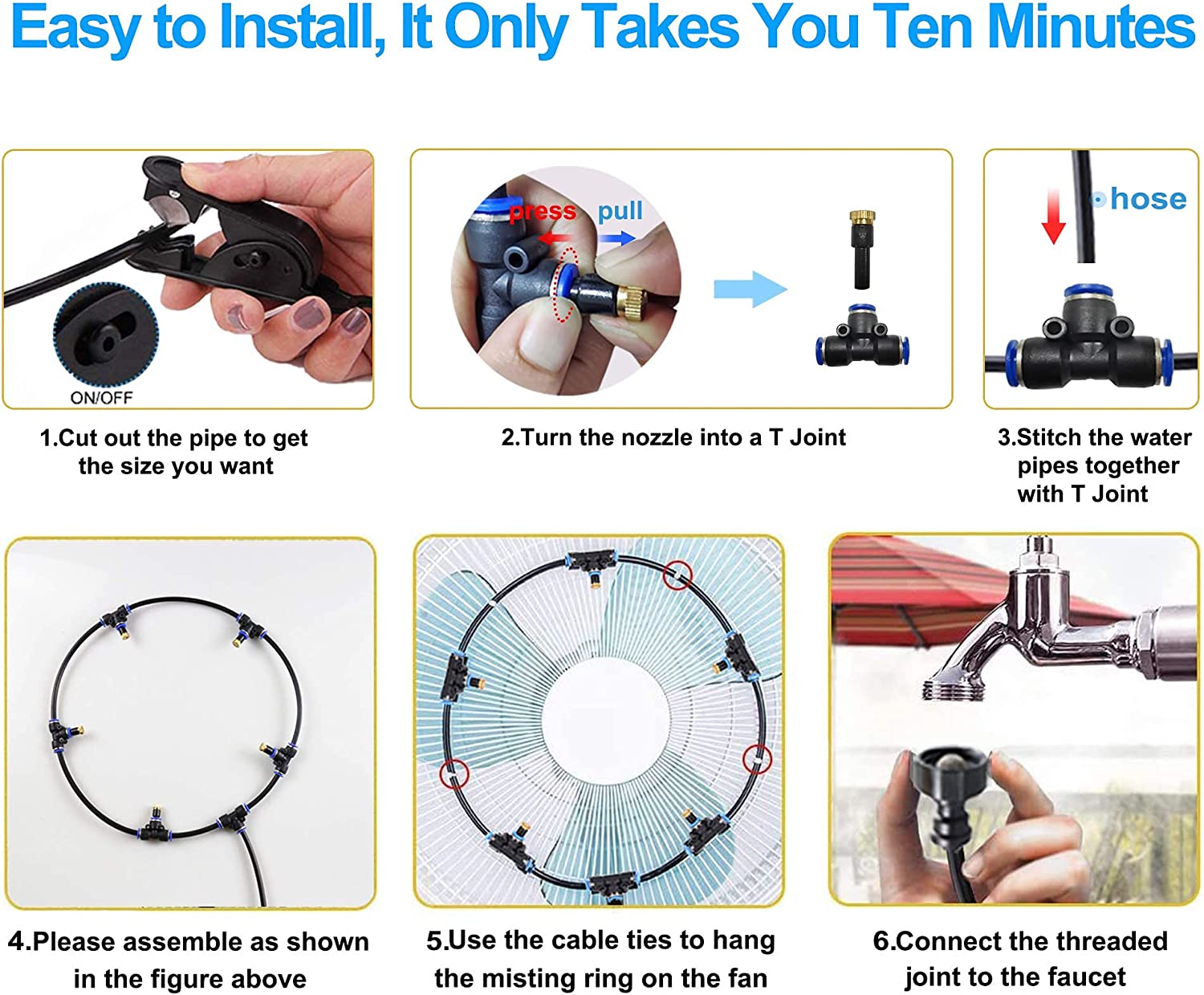 Fan Misting Kit for Outside Patio