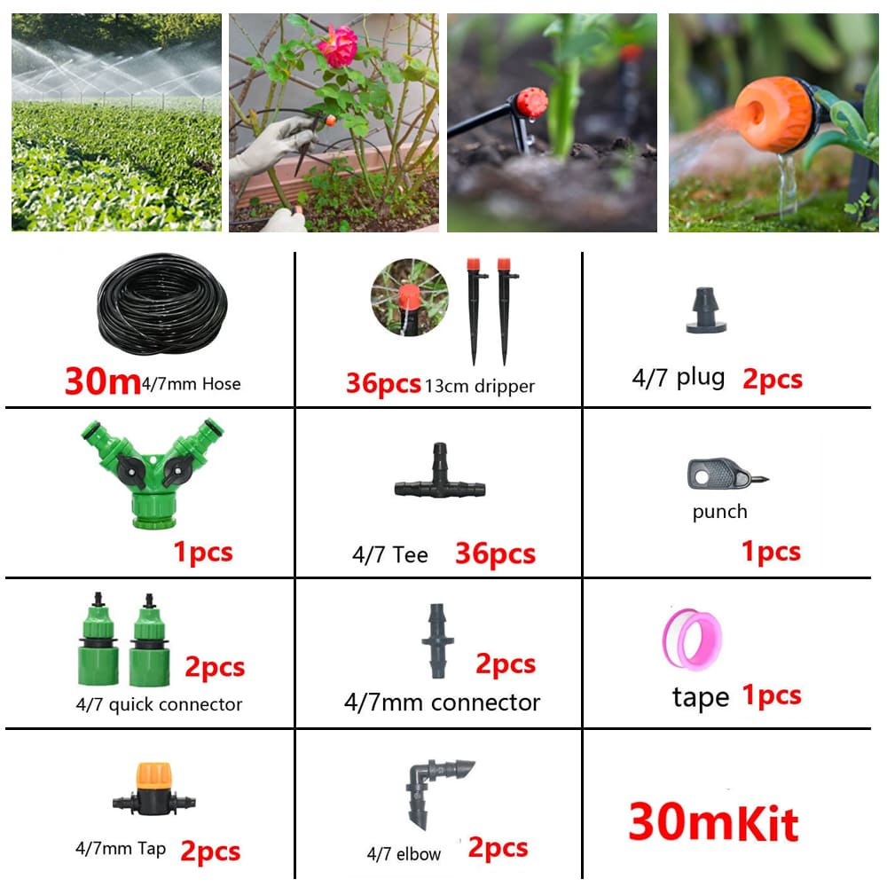 DIY Drip Irrigation System Watering Kit for Raised Garden Bed, Yard, Lawn, Greenhouse