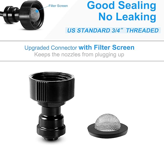 3/4" Female Hose Thread Faucet Adapter,2 Pcs Adapter with Washers + 1 Pcs Mist System End Plug.