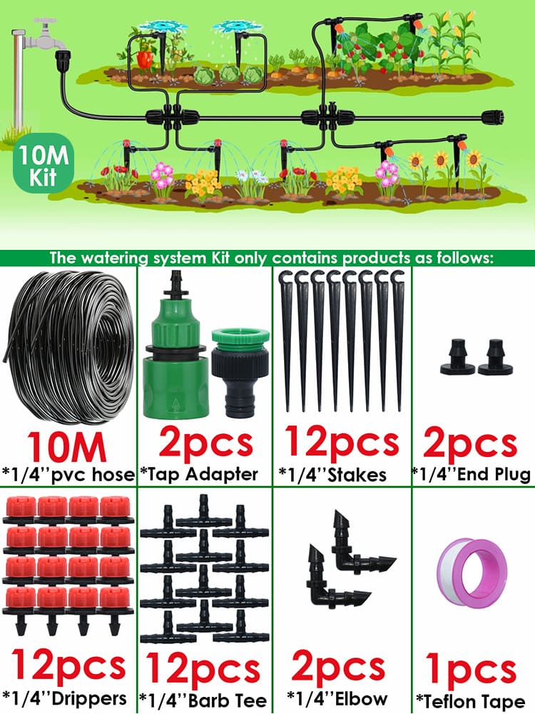Drip Irrigation System Kit, Automatic Garden Watering Misting System for Greenhouse, Yard, Lawn, Plant