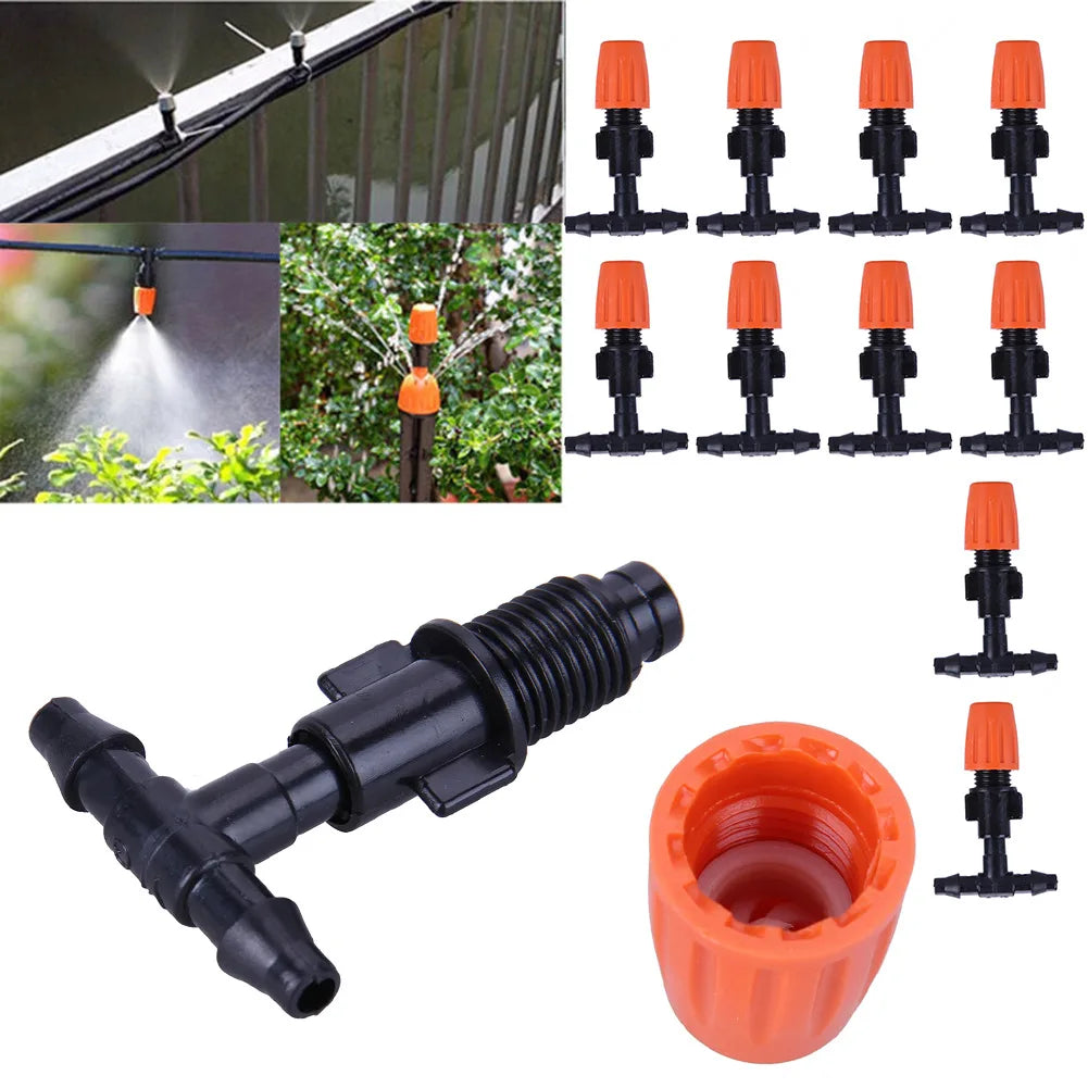 Outdoor Drip Irrigation Kit Automatic Spray Plant Watering System with Adjustable Drippers10 Nozzle+10 Misting Nozzles