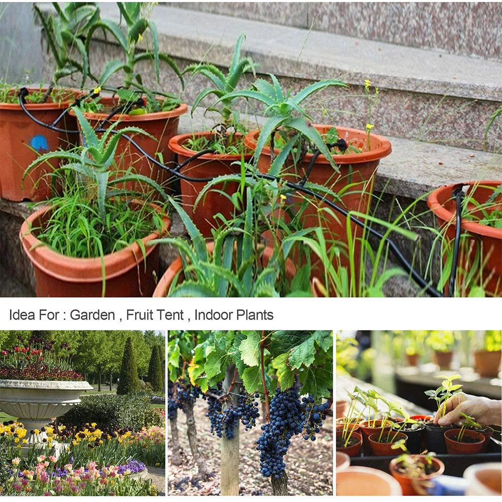 Outdoor Drip Irrigation Kit Automatic Spray Plant Watering System with Adjustable Drippers10 Nozzle+10 Misting Nozzles
