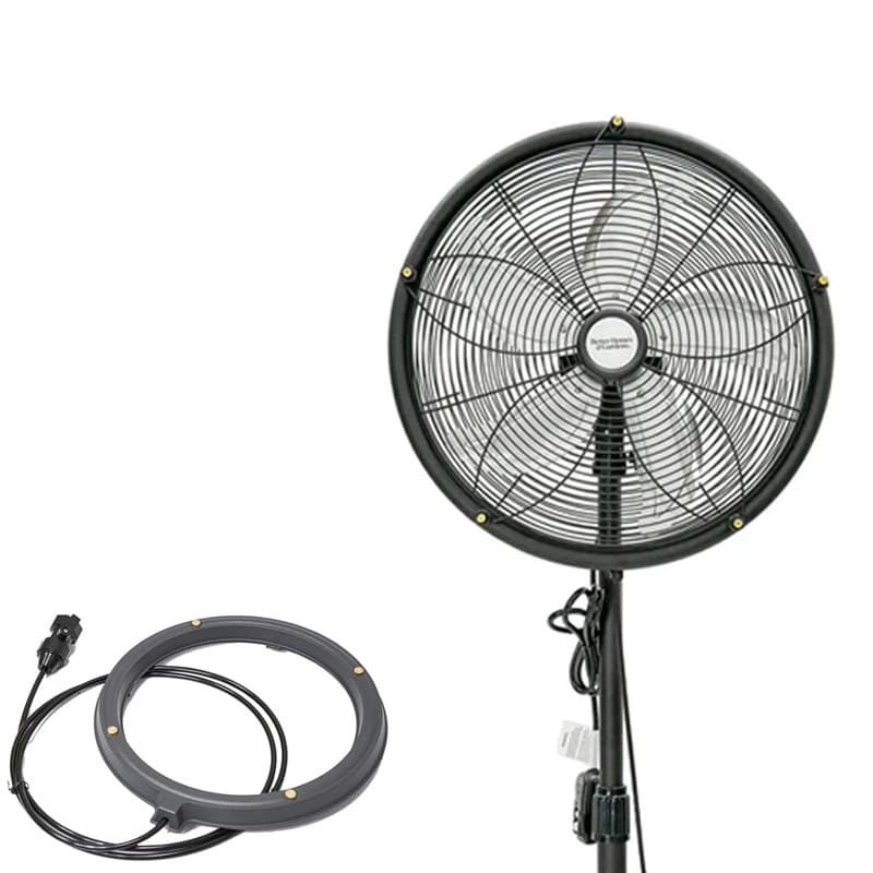 18 in. Patio 3-Speed  Outdoor Misting Fan and Pedestal Fan Black