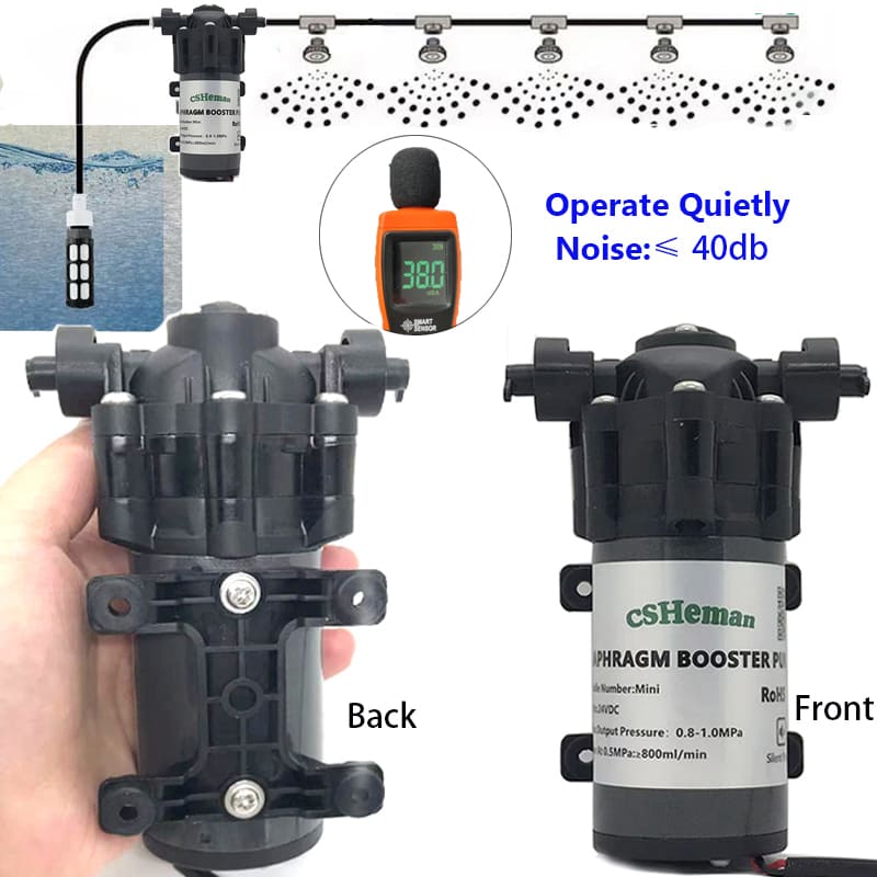 Pocket panda Water Booster 24V 70 Psl Silent Misting Pum Mister for Outside Patio, Garden DIY Micro Drip Irrigation Garden, Lawn, Home