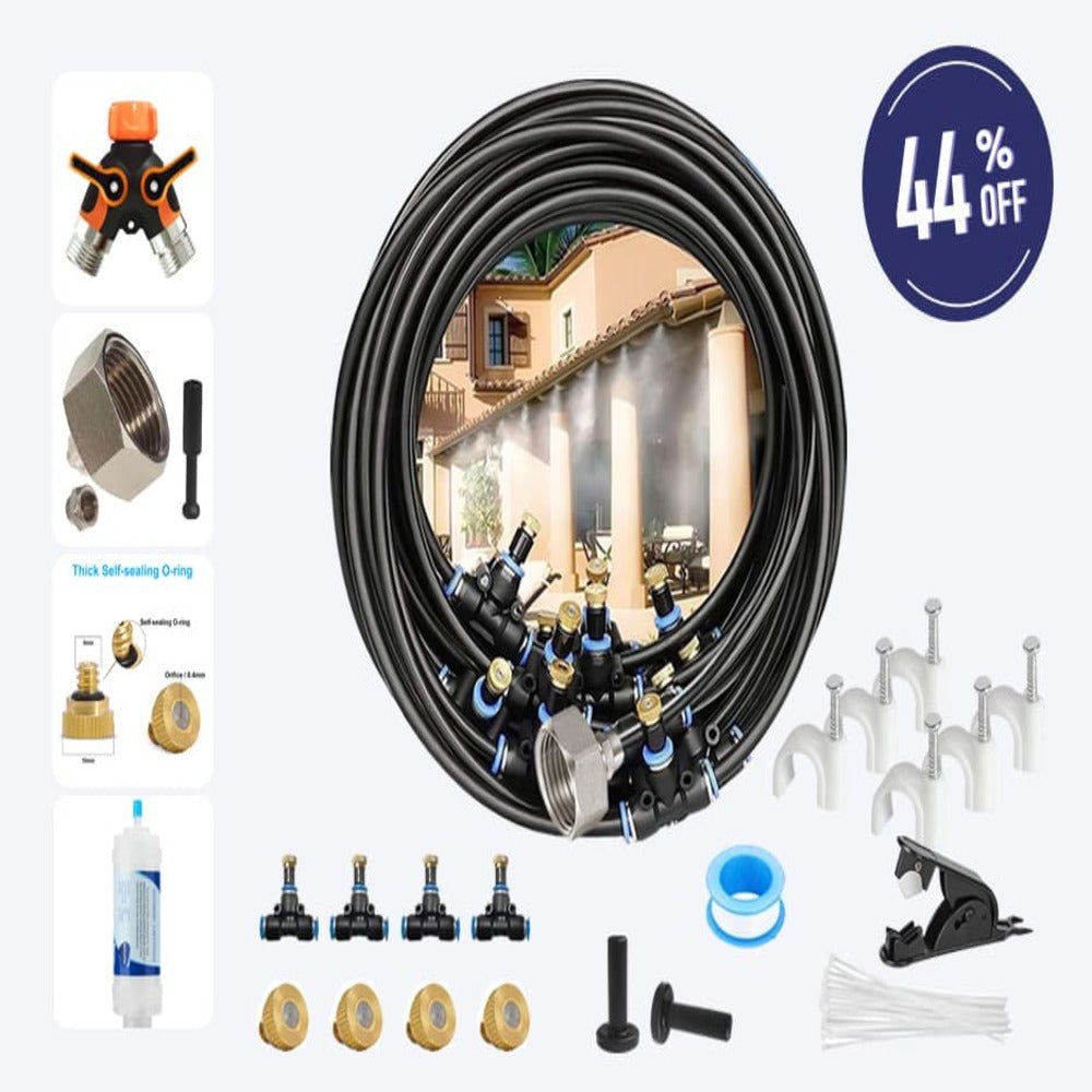Pre-assembled Outdoor Misting System With Filter,30FT Bundle & Save