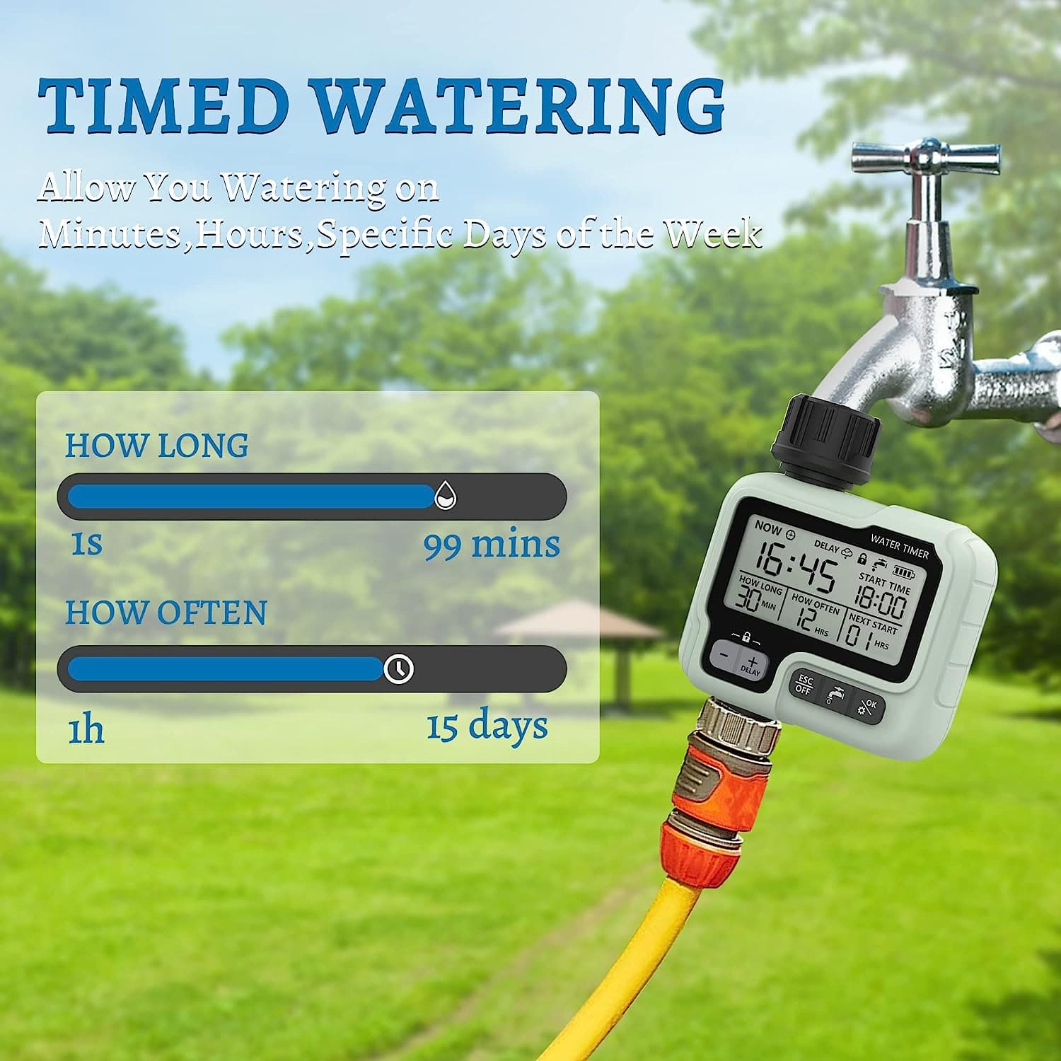 1/4 in. 50Ft (Black/White) Low Pressure Patio Misting System/with 15 Nozzles +with Hose Timer