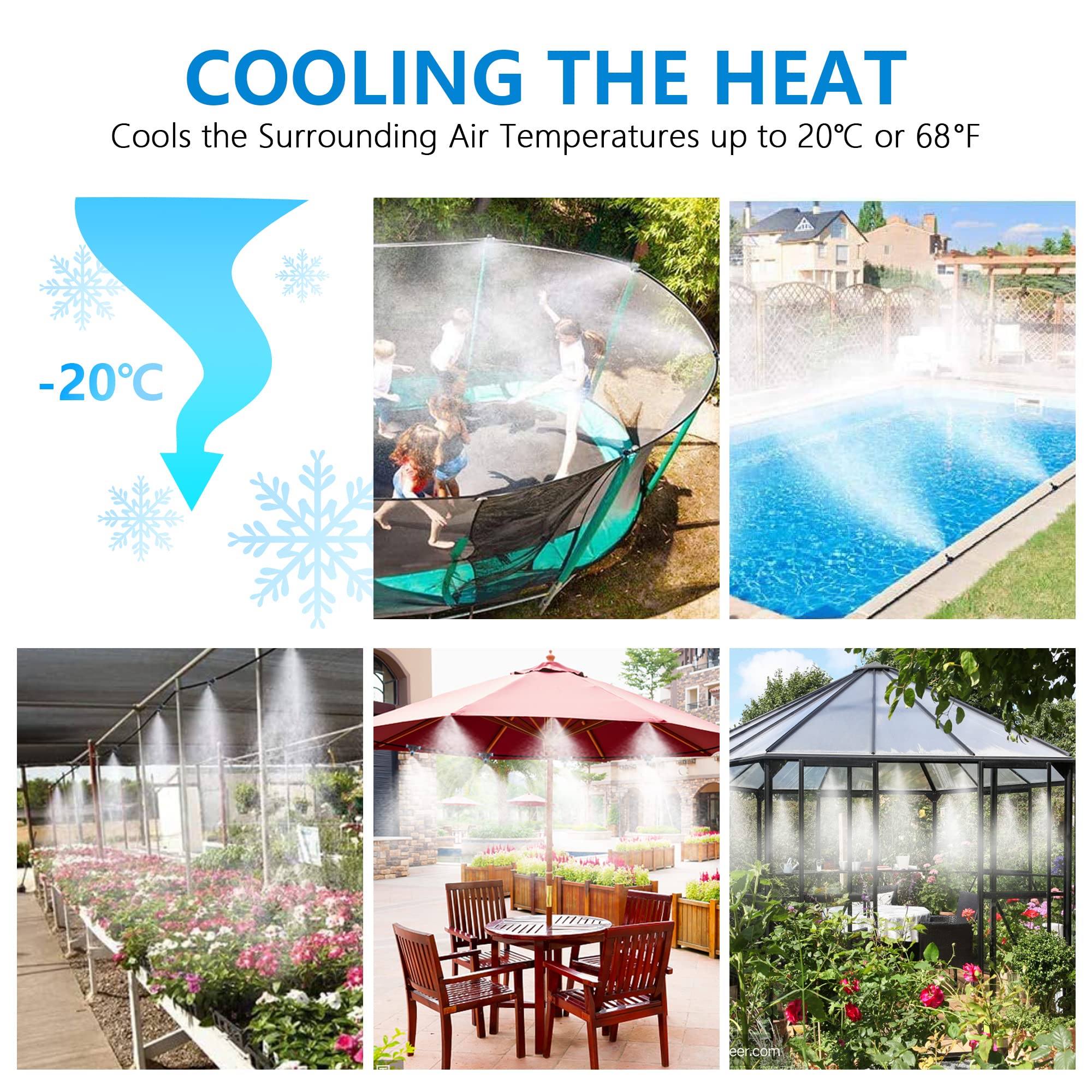 Misting Cooling System 65Ft + Water Timer