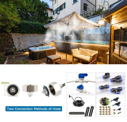 Pre-assembled Outdoor Misting System With Filter,30FT Bundle & Save