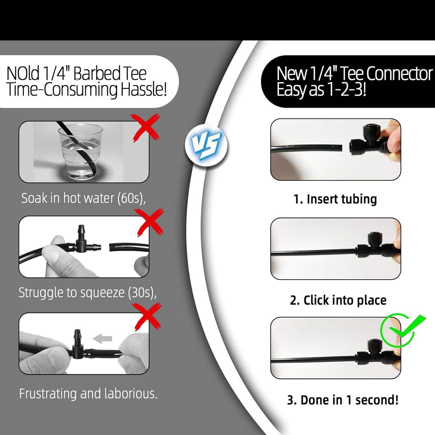 1/4" Push-to-Fit Shut off Value Shut Off Valve, Leak Free Connector Locking Fitting for Misting System or Drip Irrigation System