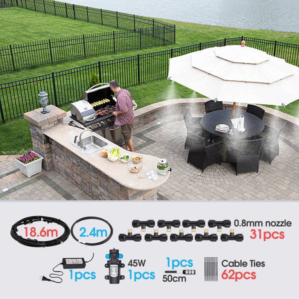 Patio Misting System With Pump 45W 0.8MM