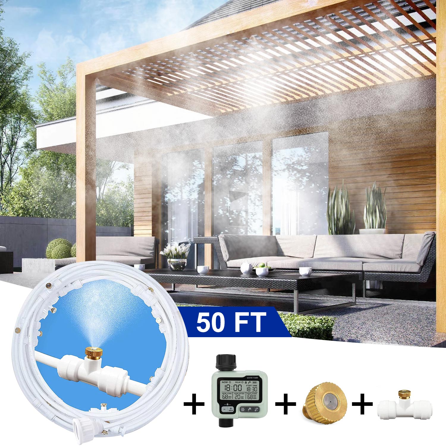 Misters for Outside Patio50FT|15MBackyard Mist +Homemade Kit Accessories