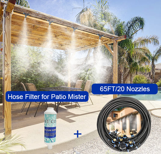 Pocket panda Misting System with Filter 65FT(20M)  20 Mist Nozzles +Active Carbon Filter