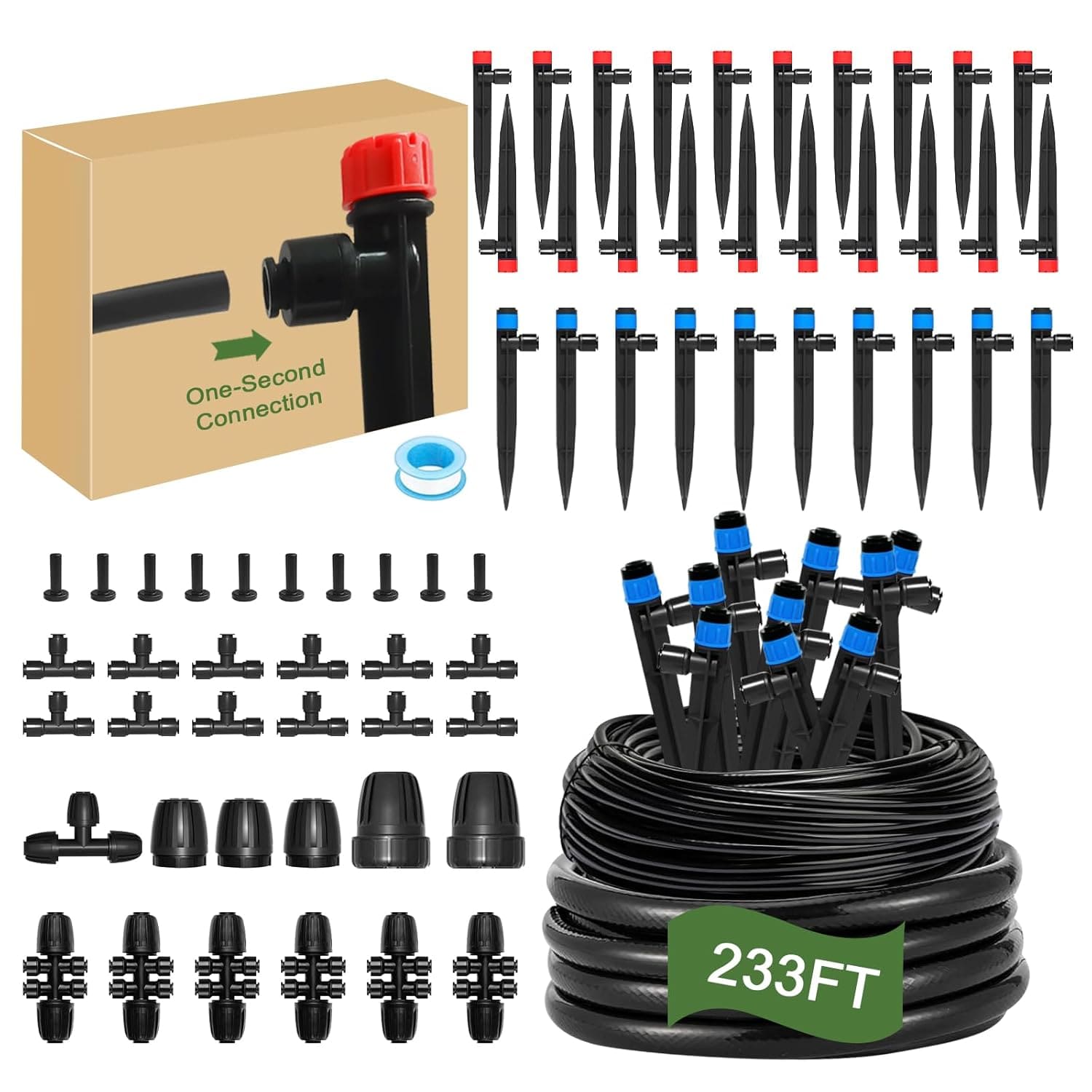 Drip Irrigation System for Garden, Greenhouse Watering System 233FT