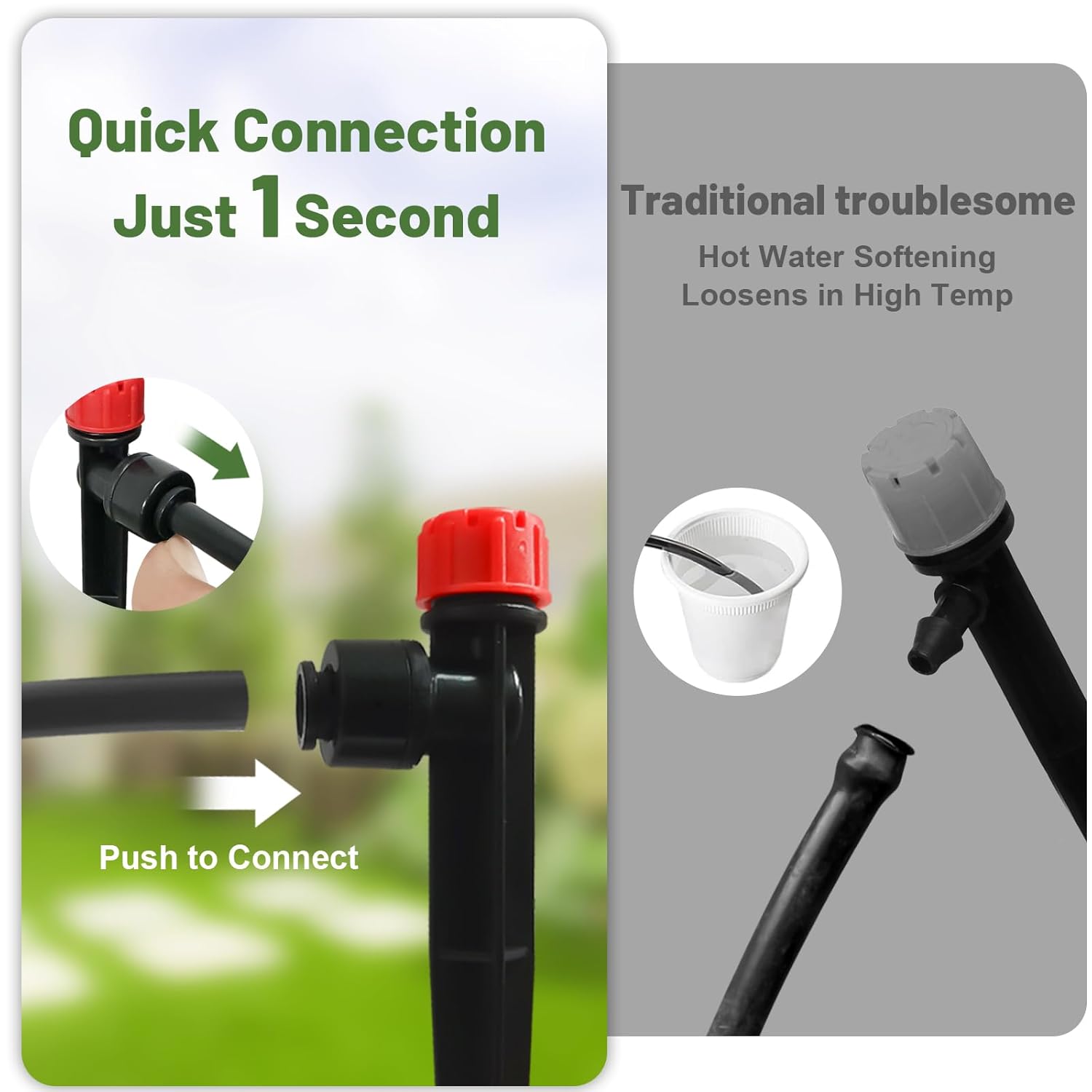 Drip Irrigation Kit for Garden, Raised Bed Watering System with 1/2" & 1/4", Quick-Connect Plant Accessories, Drip Line Kit for Greenhouse, DIY Micro Sprinklers Set for Yard Outside, Raised Bed