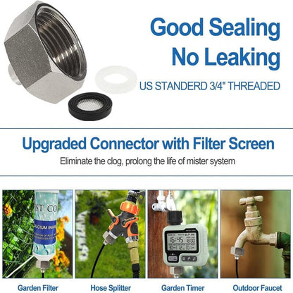 Pre-assembled Outdoor Misting Cooling System With Filter,80FT+24 Nozzles