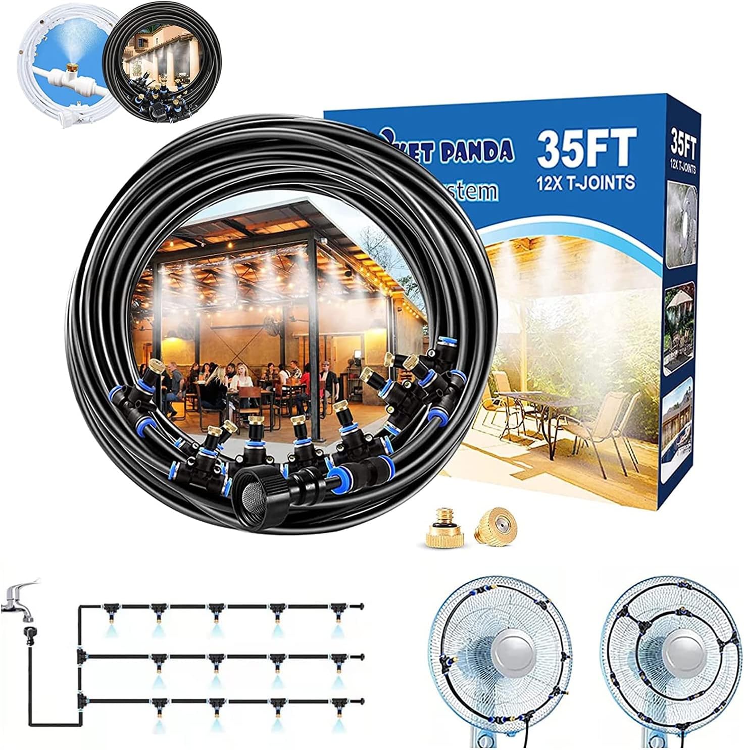 35FT Misting Cooling System, Outdoor Water Mister System for Porch