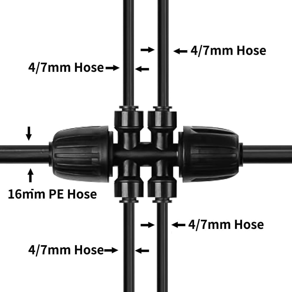 1/2" To 1/4" Forked Tee Quick Connectors For Drip Irrigation