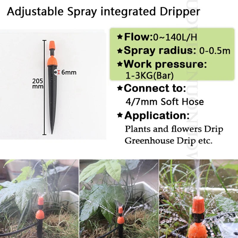 Greenhouse Micro Drip Irrigation Kit  that can be Misting  or drip-irrigated 5~50m