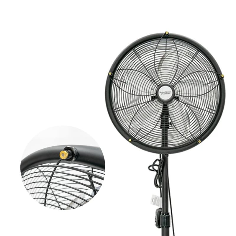 18 in. Patio 3-Speed  Outdoor Misting Fan and Pedestal Fan Black