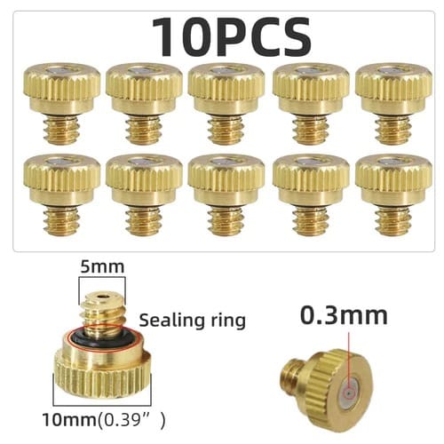 0.2/0.3/0.5mm OutdoorMisting System Brass  Nozzles1/4" PE Tube for Greenhouse Patio Garden Micro Misters