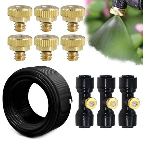 0.2/0.3/0.5mm OutdoorMisting System Brass  Nozzles1/4" PE Tube for Greenhouse Patio Garden Micro Misters