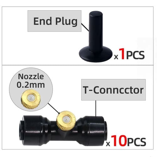 0.2/0.3/0.5mm OutdoorMisting System Brass  Nozzles1/4" PE Tube for Greenhouse Patio Garden Micro Misters