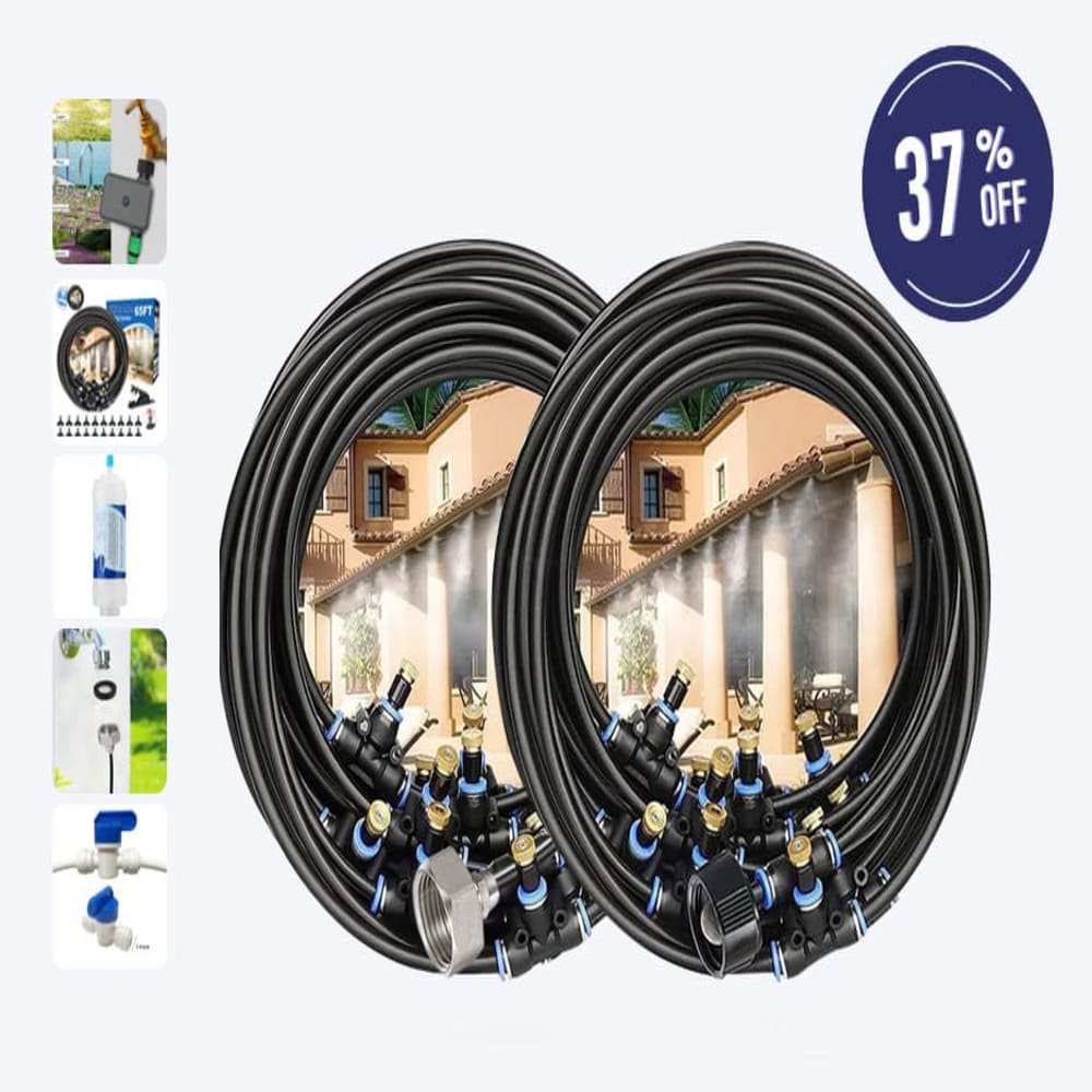 Homemade Water Misting System Outdoor Misting System With Filter,50FT Pre-assembled+65 DIY Bundle
