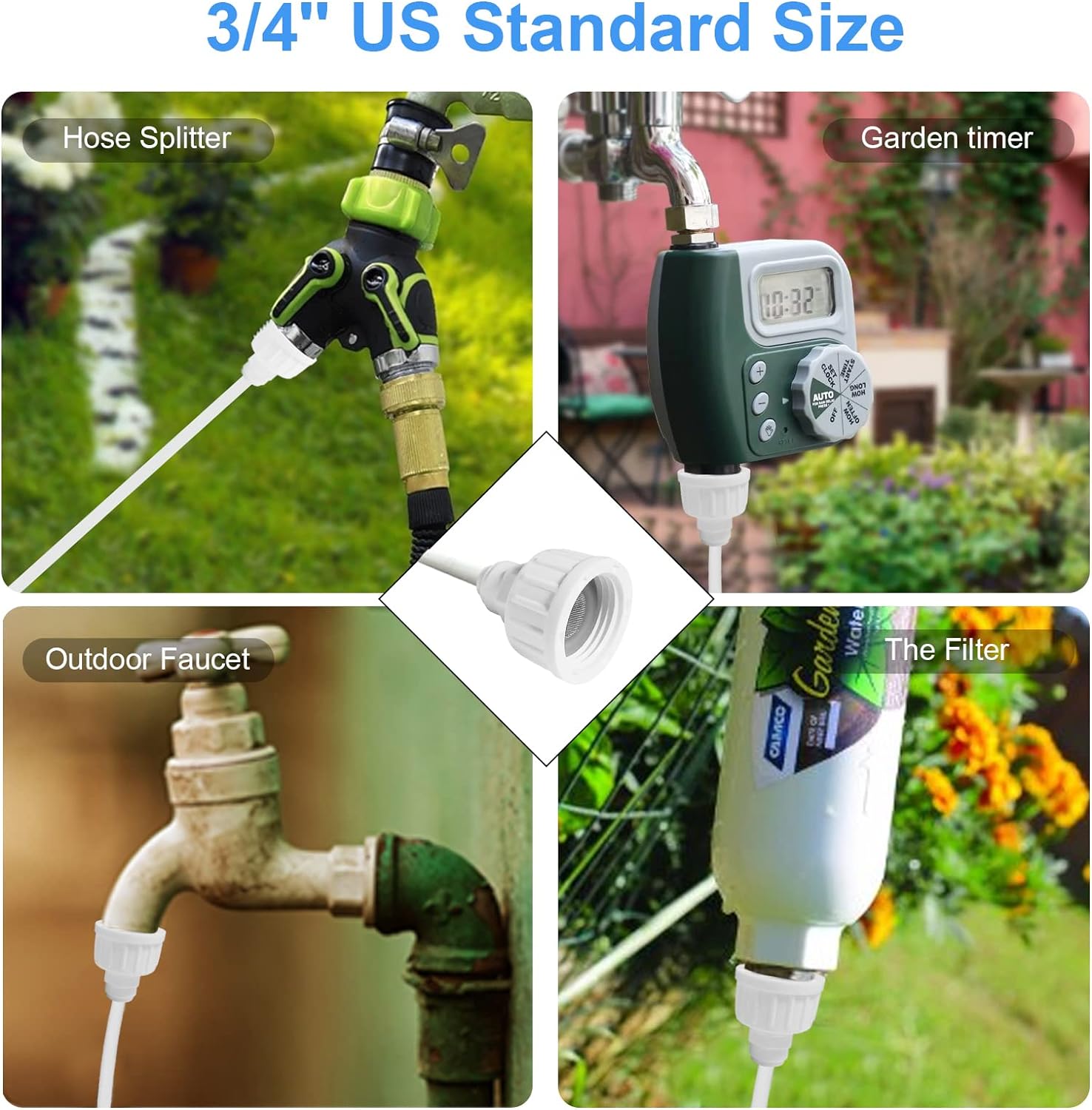 Outdoor Water Misting Cooling System,50FT|15M +10 Pcs Mister Nozzles+Tees for 1/4'' Hose