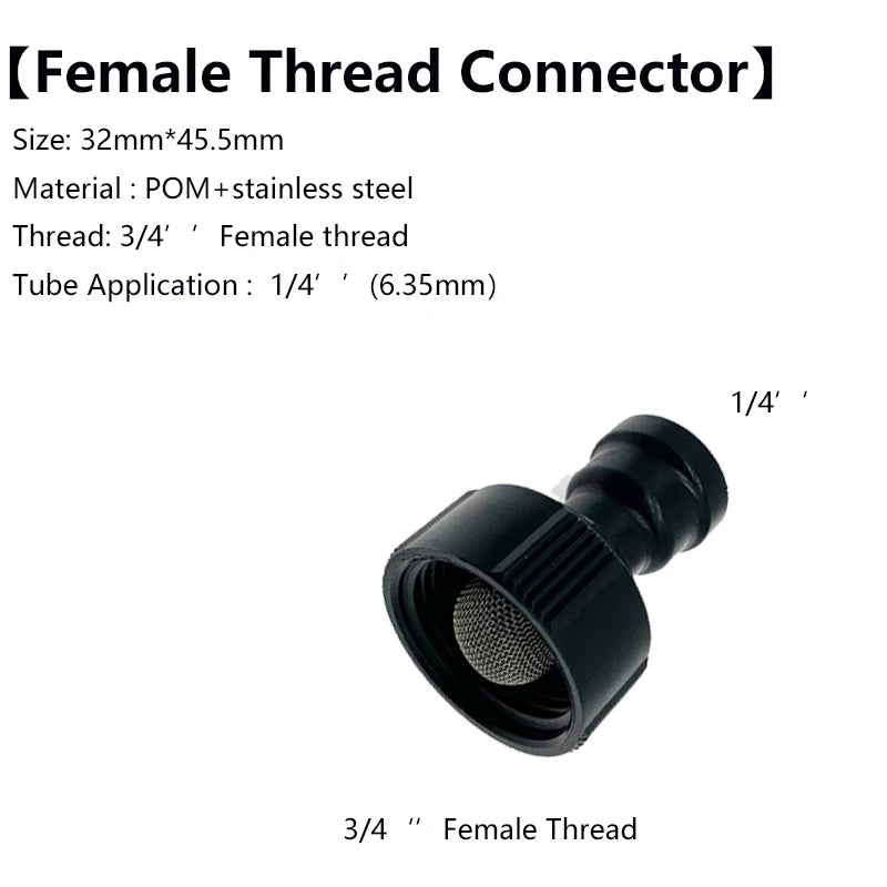 1 Pcs 3/4'' Female Thread Water Tap Connector Water Faucet Fitting To 1/4'' O.D Pipe Quick Fitting