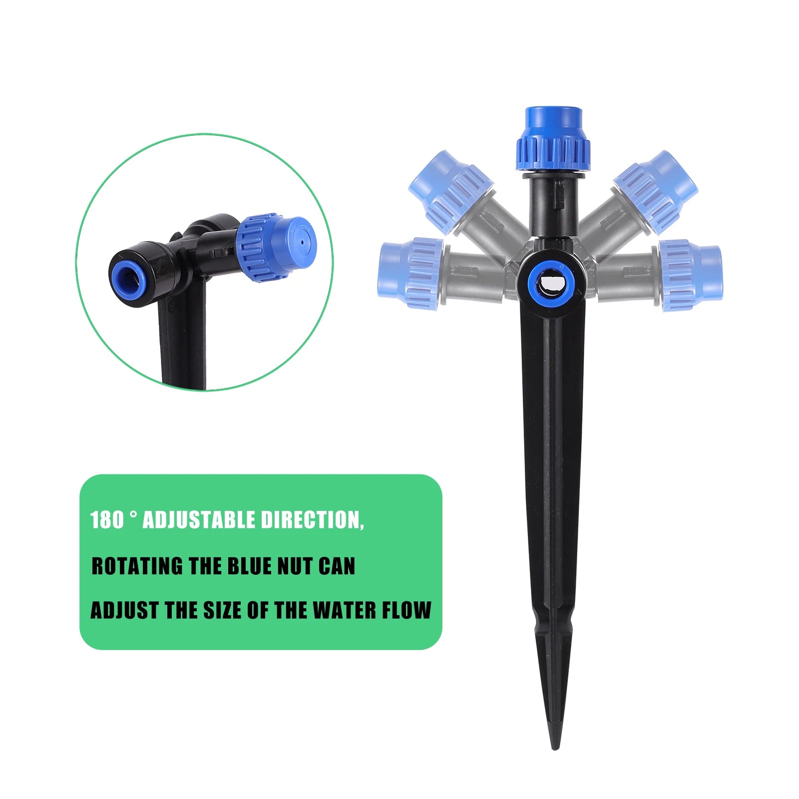 Adjustable Mist Nozzle Watering Irrigation Sprinkler 1/4" 8-Hole Dripper   4/7mm Hose Holder