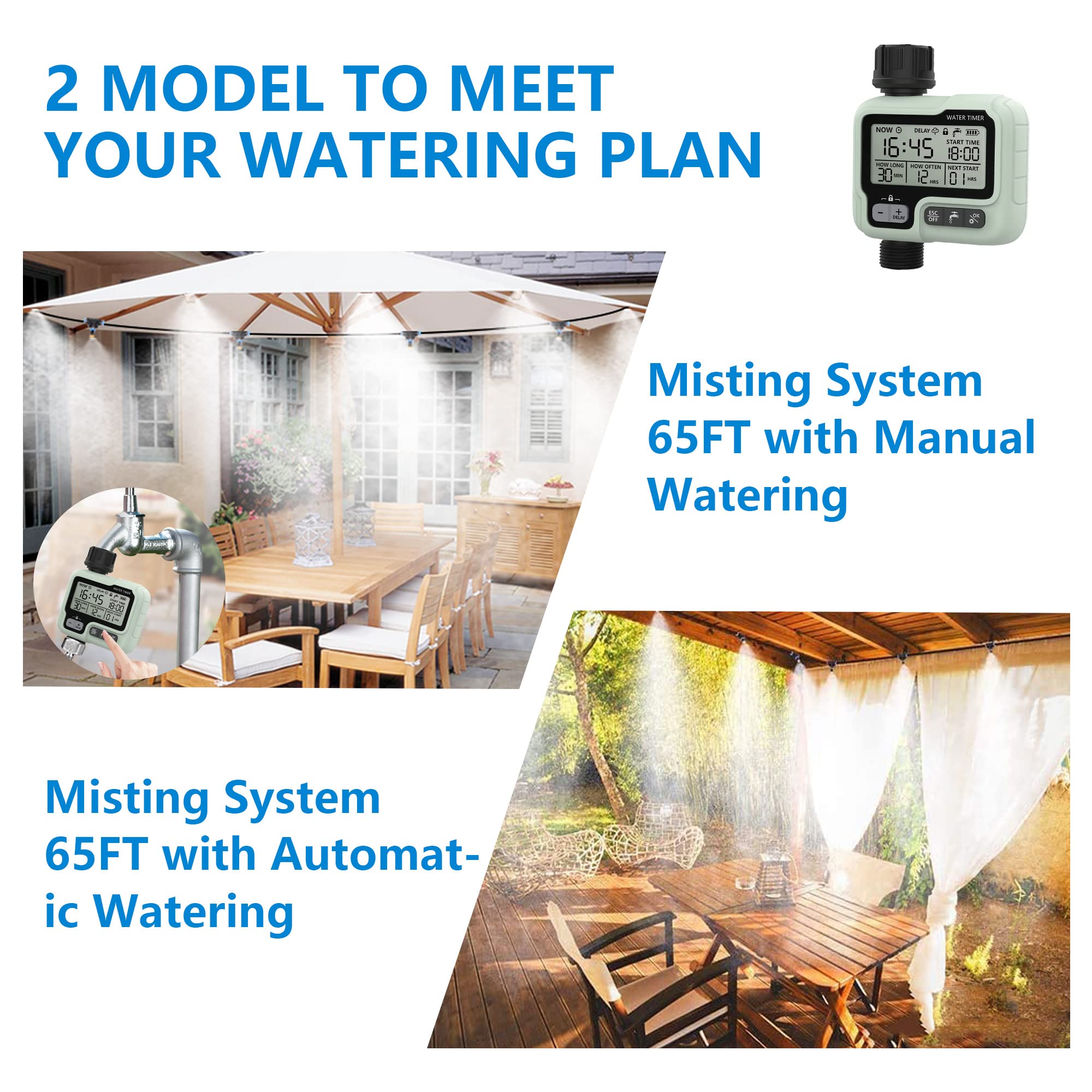 Misting Cooling System 65Ft + Water Timer