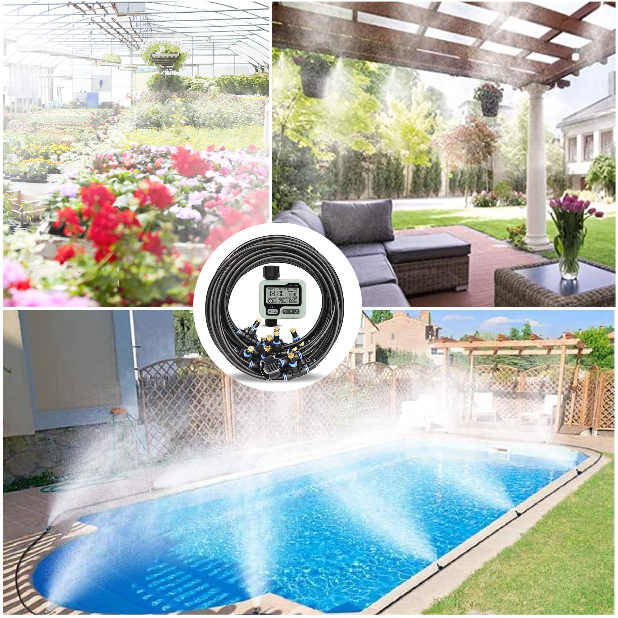 Misting Cooling System 65Ft + Water Timer