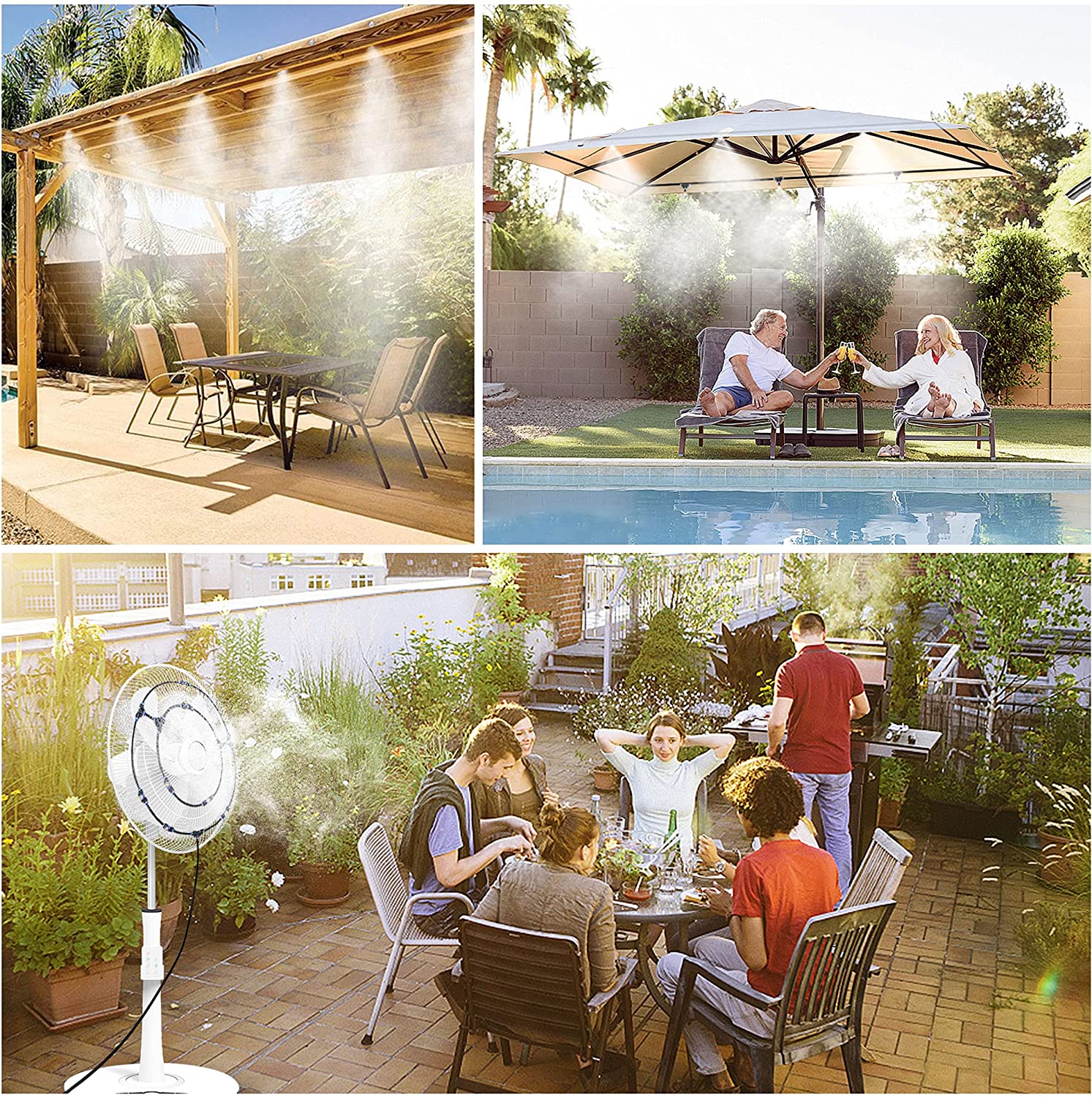 Misters for Outside Patio 50ft, Outdoor Misting Cooling System